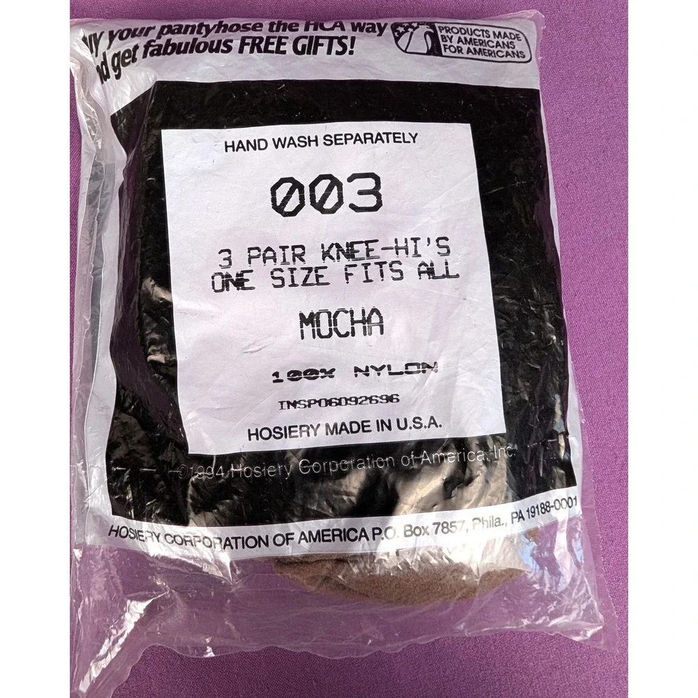 Silkies Knee Hi's Mocha 3 Pair Pack 004 Made In USA One Size Stay Up Band